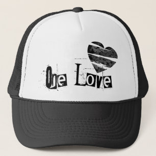 One Love Heart Black Trucker Hat