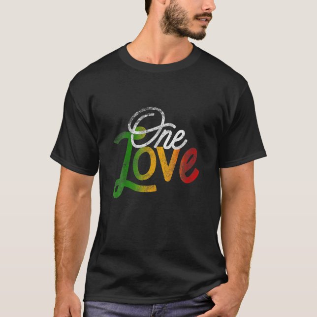 One Love Heart Rasta Reggae Roots Clothing T Peace T-Shirt (Front)