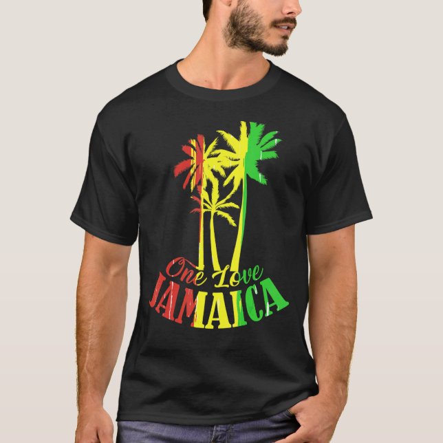 One Love Jamaica Caribbean Vacation Reggea Feel Va T-Shirt (Front)