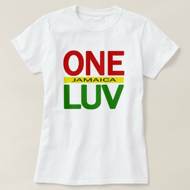 One Love Jamaica Red Gold Green T-Shirt (Design Front)