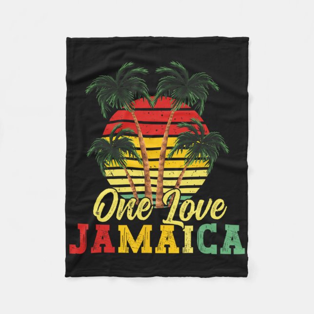 One Love Jamaica Summer Family Vacation Jamaican R Fleece Blanket (Front)