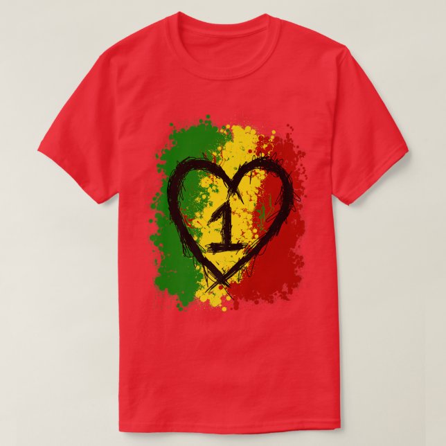 One Love Jamaica T Shirt Rasta Reggae Music Caribb (Design Front)