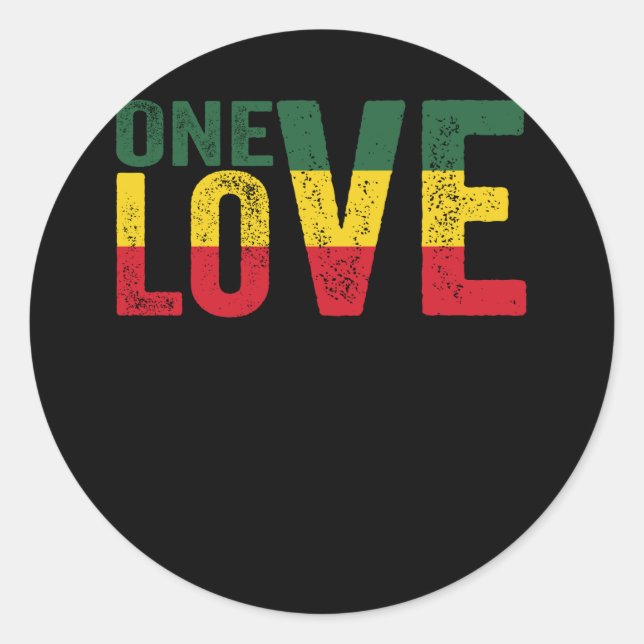 One Love Jamaican Rasta Reggae Classic Round Sticker (Front)