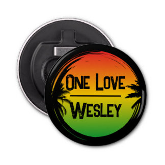 One Love Jamaican Rasta Tropical Palms Bottle Opener
