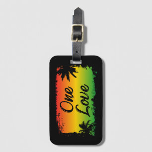 One Love Jamaican Rastafari Tropical Palm Trees Luggage Tag