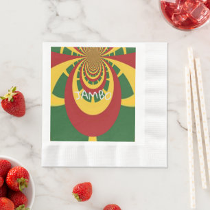 One Love Jambo Hakuna Matata Jamaica Rasta Colours Napkin