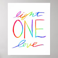 One Love & Light Inspirational Words Art Poster
