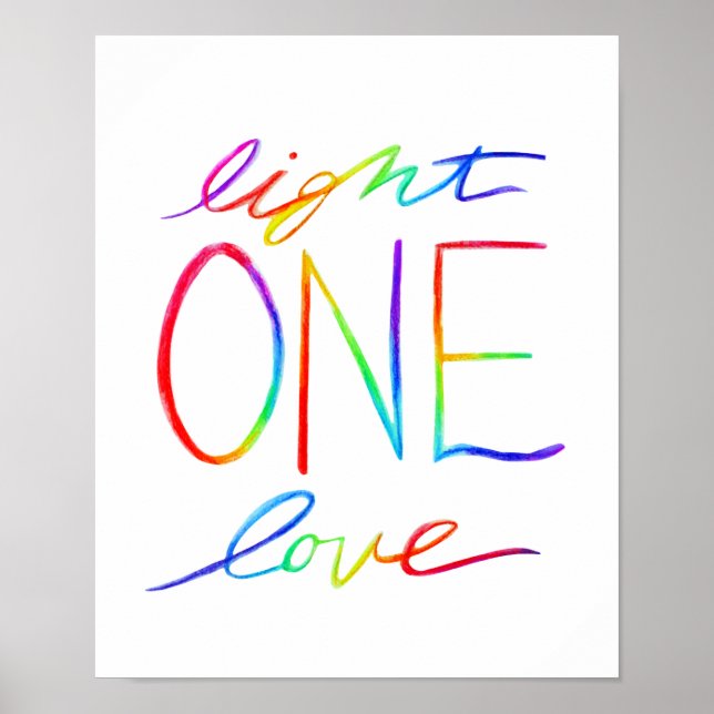 One Love & Light Inspirational Words Art Poster (Front)
