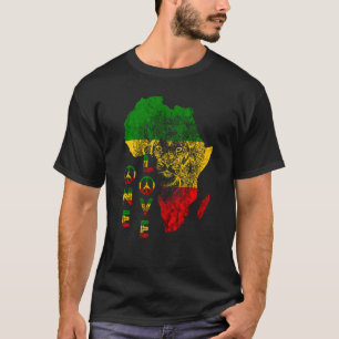 One Love Lion Rasta Reggae Africa Map Lion Of Juda T-Shirt