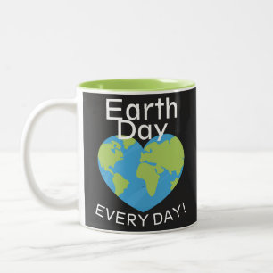 One Love One Earth, Earth Day, Save Our Planet Two-Tone Coffee Mug