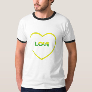 One Love One Heart Jamaican flag colours front-bac T-Shirt