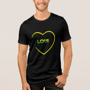 One Love One Heart Jamaican flag colours front-bac Tri-Blend Shirt