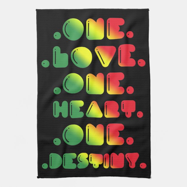 ONE LOVE, ONE HEART, ONE DESTINY TEA TOWEL (Vertical)