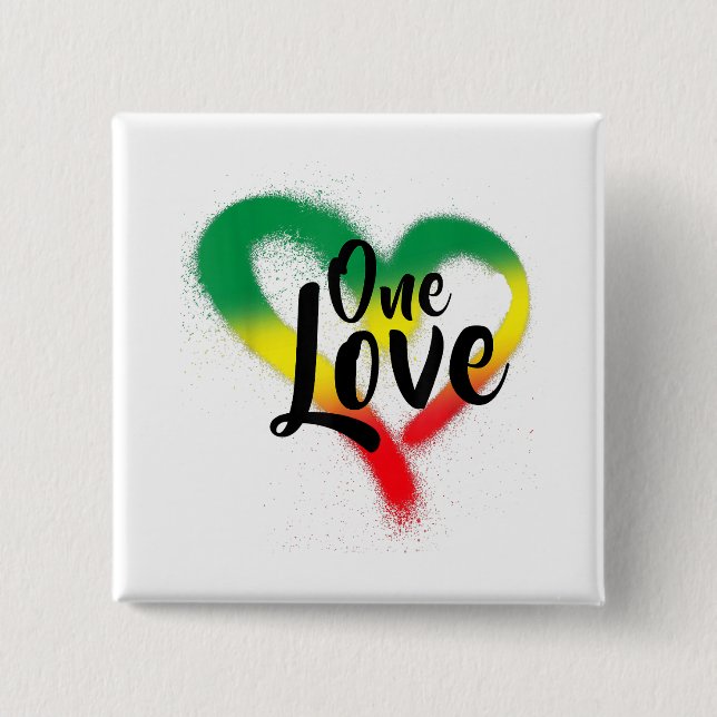 One Love One Heart Reggae Vibes 15 Cm Square Badge (Front)
