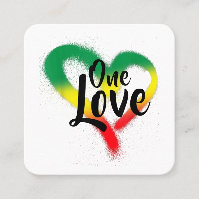 One Love One Heart Reggae Vibes Square Business Card (Front)