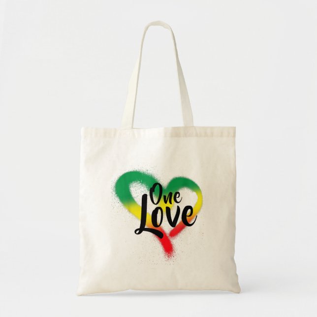One Love One Heart Reggae Vibes Tote Bag (Front)