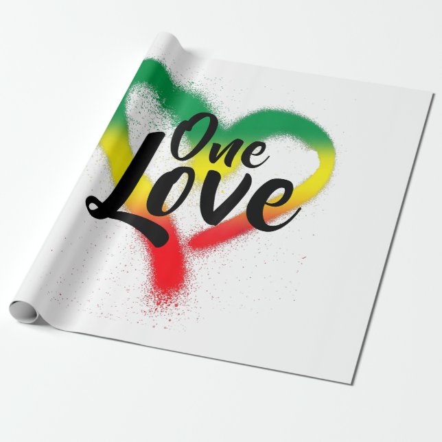 One Love One Heart Reggae Vibes Wrapping Paper (Unrolled)