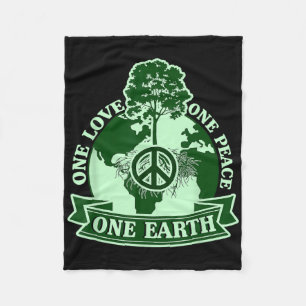 One Love One Peace One Earth World Earth Day Fleece Blanket