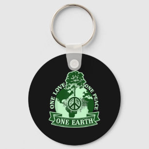 One Love One Peace One Earth World Earth Day Key Ring