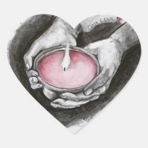 'One Love' Original Artwork Charcoal & Watercolour Heart Sticker