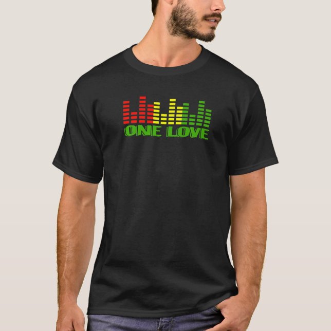 One Love Peace Love Unity Reggae Roots Jamaica Ras T-Shirt (Front)