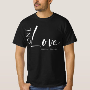 One Love Personalised couples white script T-Shirt