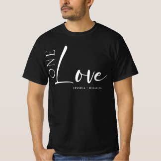One Love Personalised couples white script T-Shirt