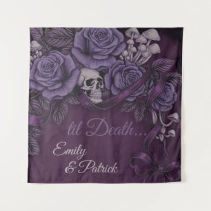 One Love, Plum Gothic Wedding Design Tapestry