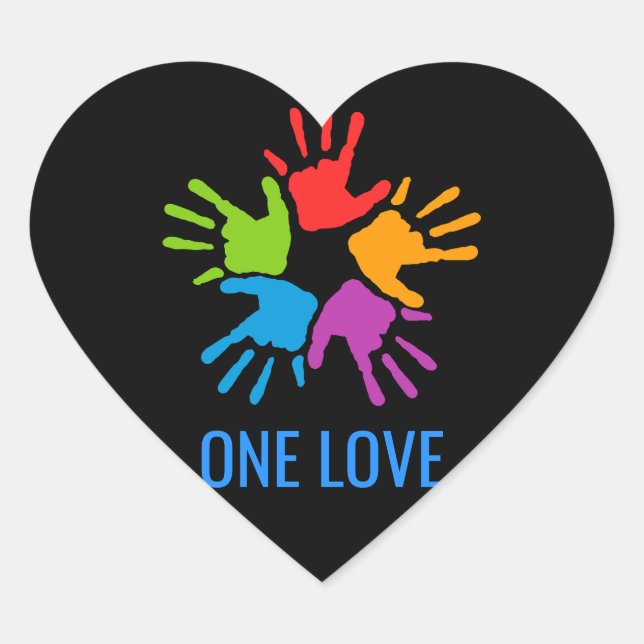 One Love Rainbow Hands Sticker (Front)