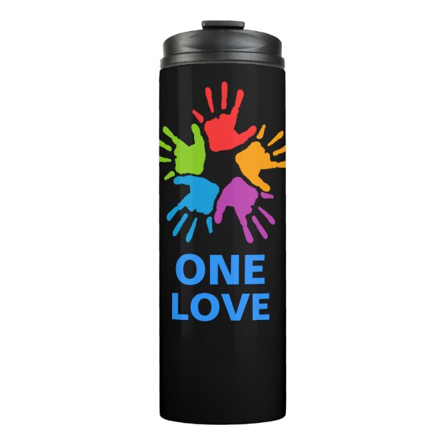 One Love Rainbow Hands Thermal Tumbler (Front)