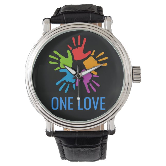 One Love Rainbow Hands Watch (Front)