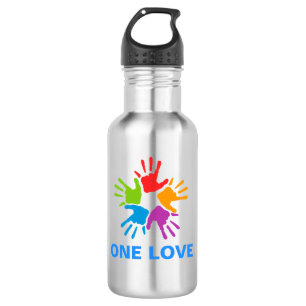 One Love Rainbow Hands Water Bottle