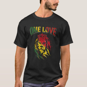 One Love Rasta Lion Jamaican Pride Reggae African T-Shirt