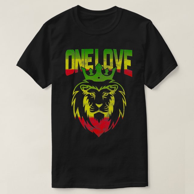 One Love Rasta Lion Jamaican Pride Reggae African  T-Shirt (Design Front)