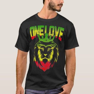 One Love Rasta Lion Jamaican Pride Reggae African  T-Shirt