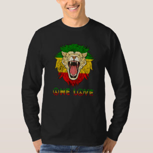One Love Rasta Reggae Lion Of Judah Hippie Rastafa T-Shirt