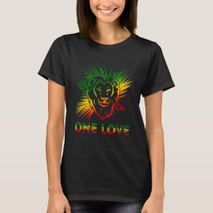 One Love Rasta Reggae Lion Of Judah Jamaica Roots T-Shirt