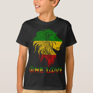 One Love Rasta Reggae Lion Of Judah Rastafari Root T-Shirt