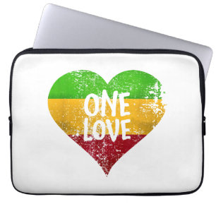 One Love Rastafari T-Shirt Jamaica Retro Vintage G Laptop Sleeve