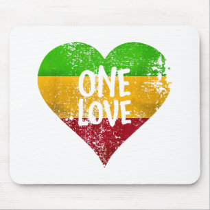 One Love Rastafari T-Shirt Jamaica Retro Vintage G Mouse Mat