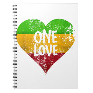 One Love Rastafari T-Shirt Jamaica Retro Vintage G Notebook