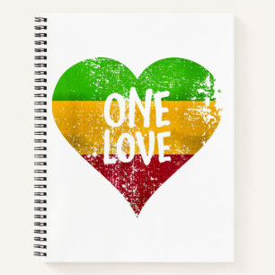 One Love Rastafari T-Shirt Jamaica Retro Vintage G Notebook