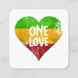 One Love Rastafari T-Shirt Jamaica Retro Vintage G Square Business Card