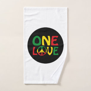 One Love, Reggae design Hand Towel
