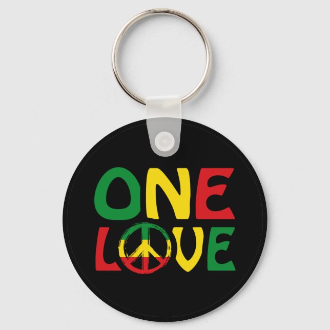 One Love, Reggae design Key Ring (Front)