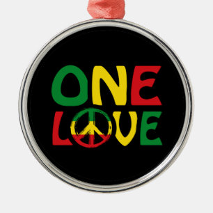 One Love, Reggae design Metal Tree Decoration