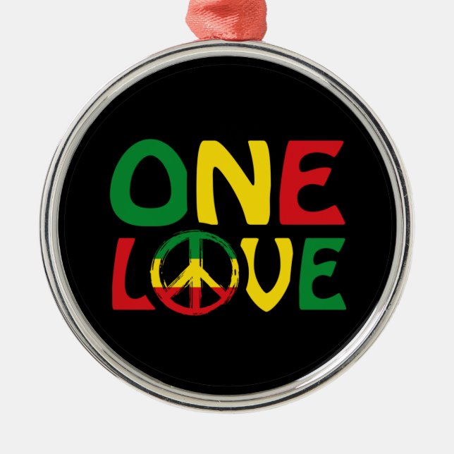 One Love, Reggae design Metal Tree Decoration (Front)