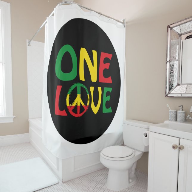 One Love, Reggae design Shower Curtain (In Situ)