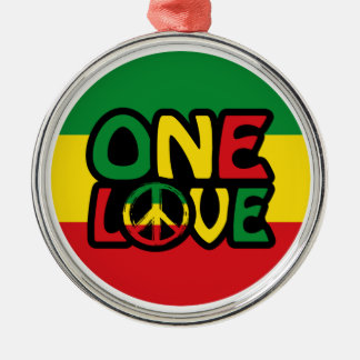 One Love, Reggae design with reggae colors Metal Tree Decoration