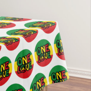 One Love, Reggae design with reggae colors Tablecloth